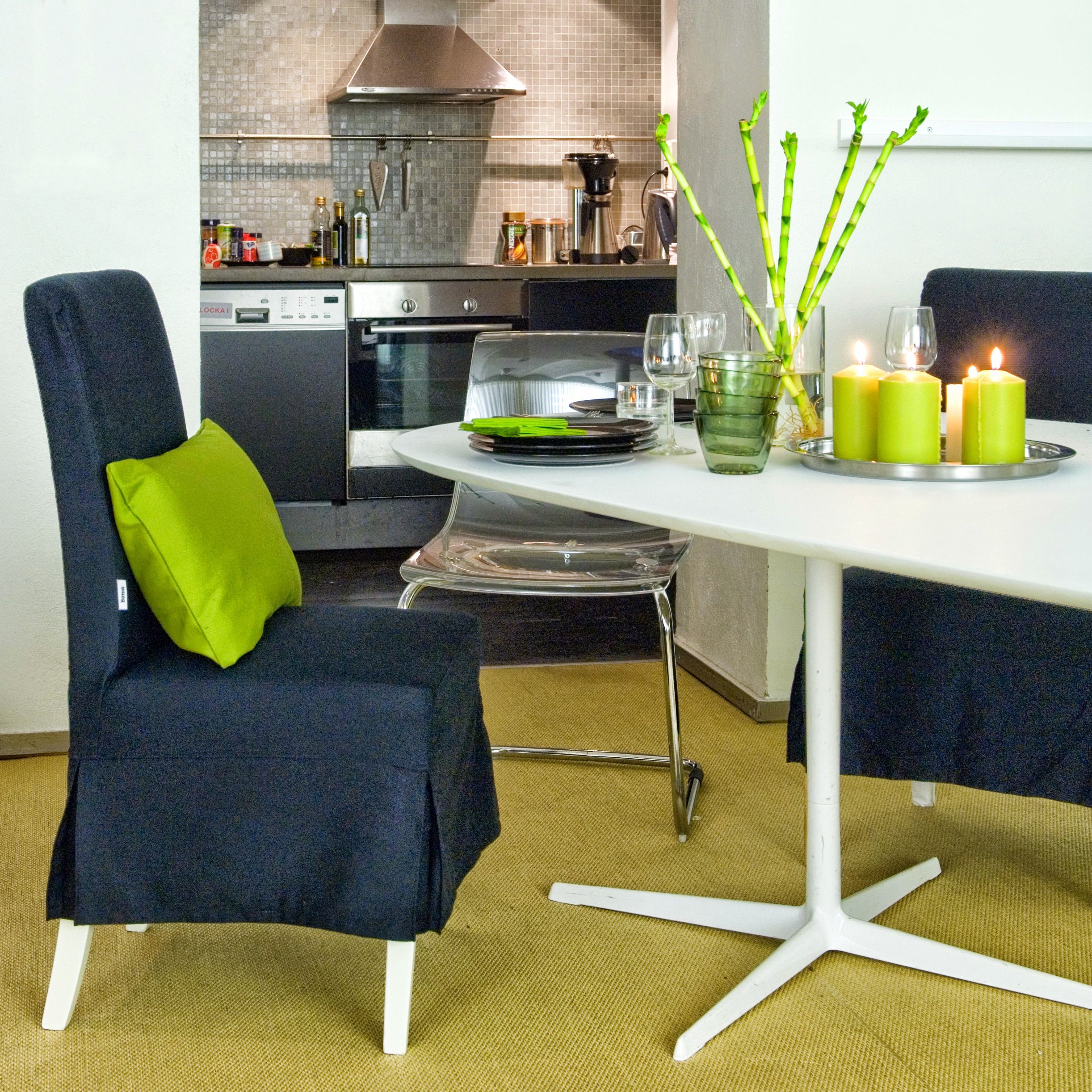 Henriksdal Dining Chair Cover Medium skirt with Box Pleat (Standard model)