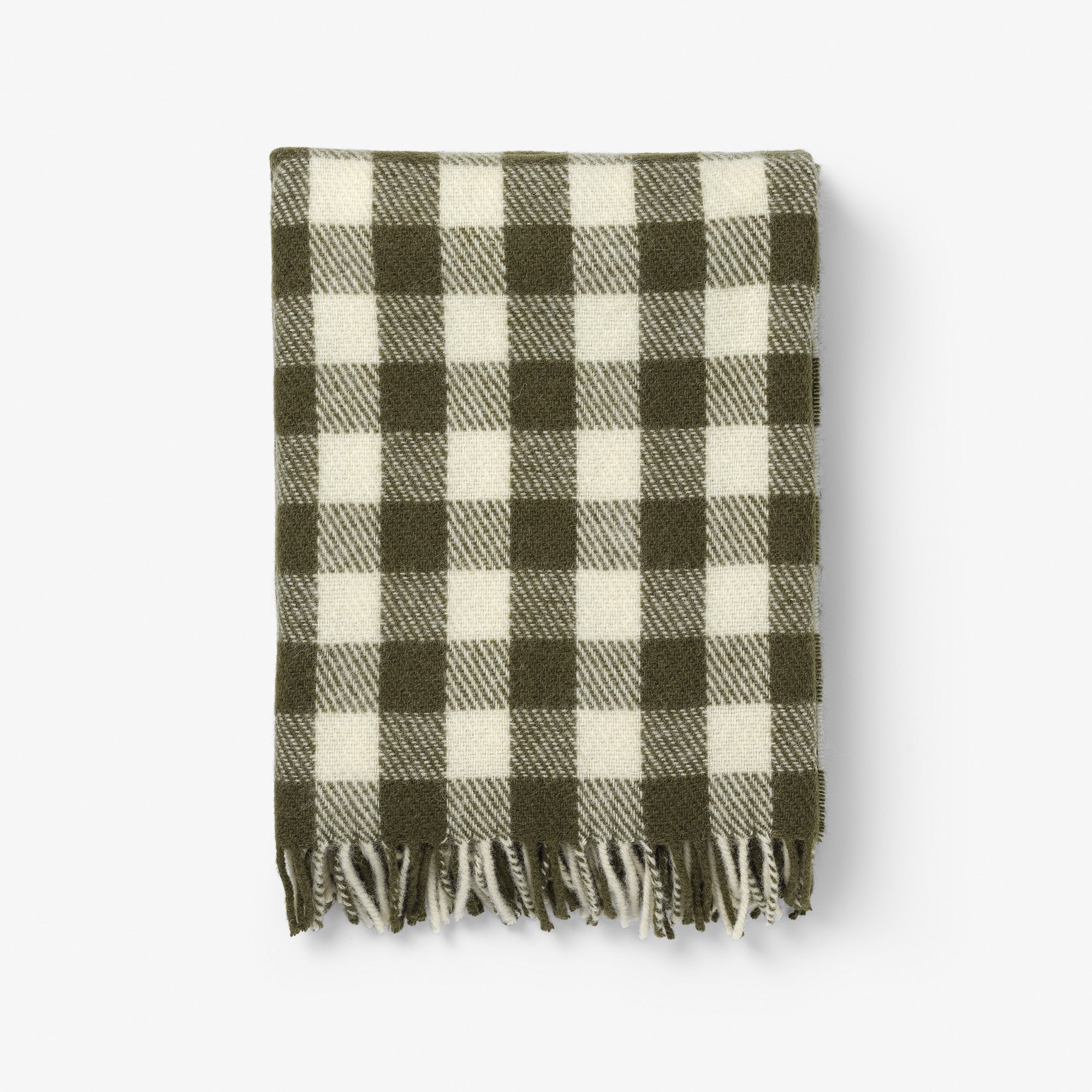 Wool blanket - Small Check - Moss / Antique White